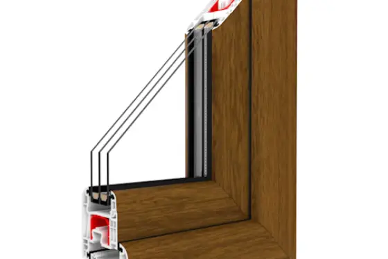 
Specialek ram – utåtgående PVC fönster IGLO EXT, träimitation
