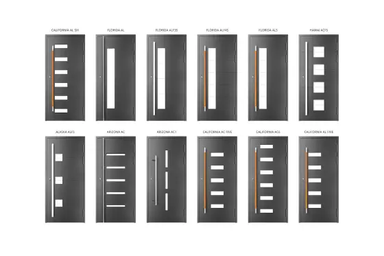 Flera design- och fyllningsalternativ för MB-86N SI aluminiumdörrar