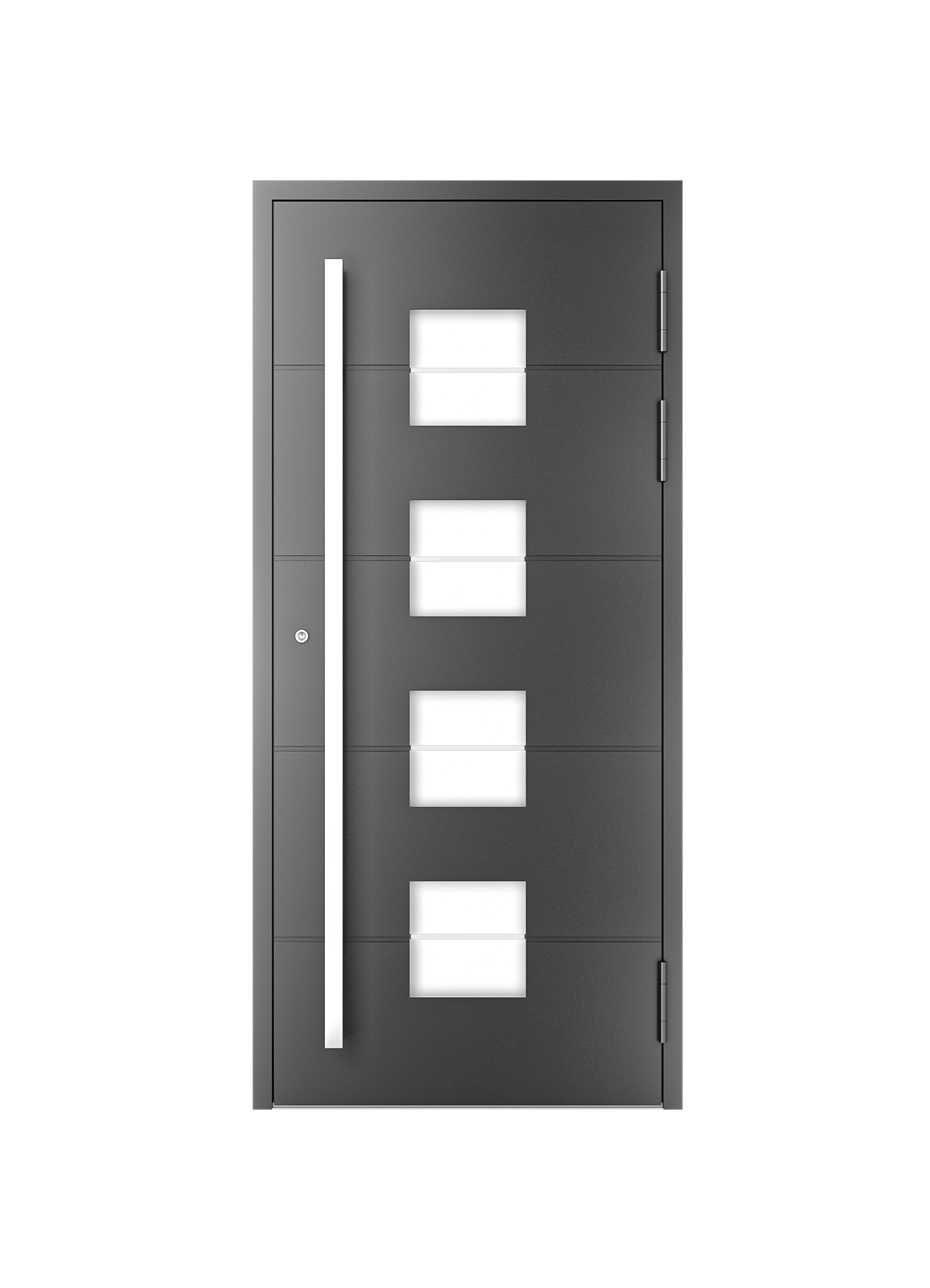 Modern MB-86N SI aluminiumdörr med värmeisolering och glaspaneler, elegant svart finish.