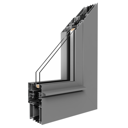 Modern MB-86N SI aluminiumdörr med värmeisolering och glaspaneler, elegant svart finish.